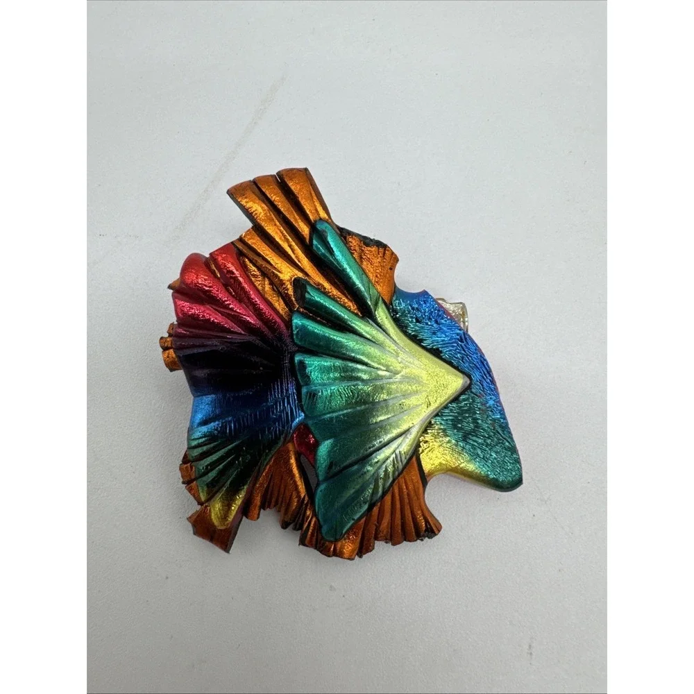 Vintage tropical fish brooch pin enamel nautical‎ multicolored